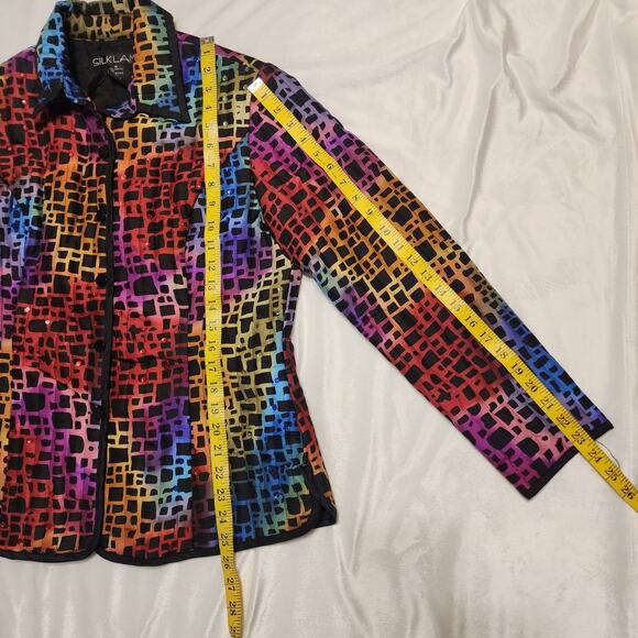 Silkland Multicolor Rainbow Sequin Lightweight Quilted Jacket, Size Medium - Picture 4 of 8